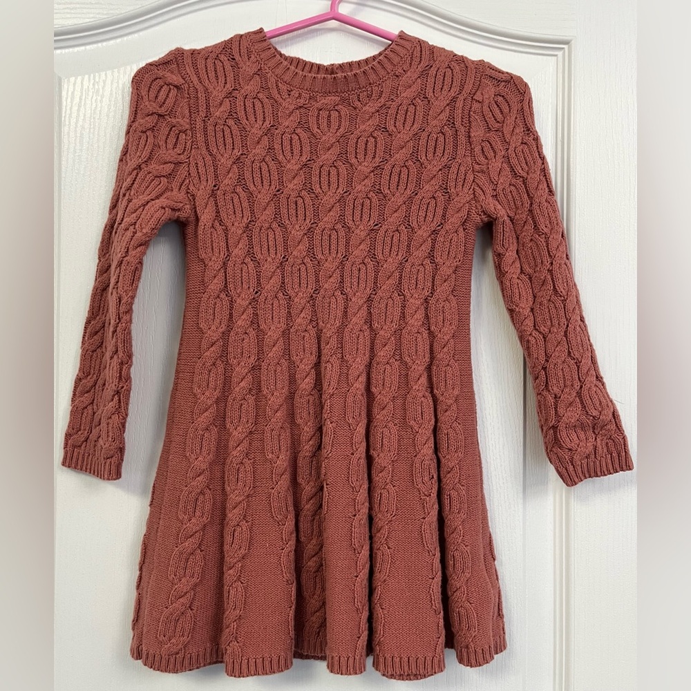 Happily Grey Cable Knit Kids Dress in Pink(Dusty Rose)
Size 3T
